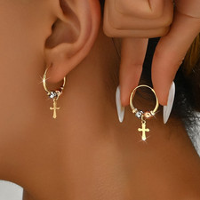 Bohemian Cross Hoop Earrings