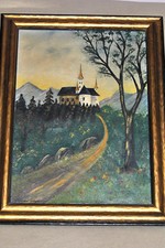 Antique Oil Canvas Folk Art