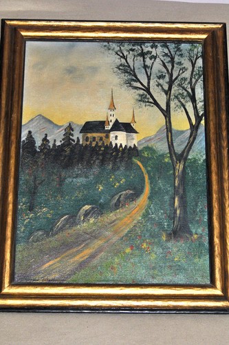 Antique oil canvas folk art - antique,
