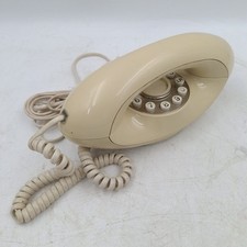 Space Age VTG Genie Oval Push Button Telephone Cream Retro 1980s Landline Phone
