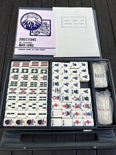 Mahjong Tiles Set Used Authentic 143 Pieces In a Black Case  - Used