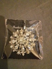 Fashion Jewellery Brooch  Large 3D Silver Diamond Snow Drop