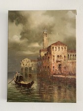Stunning Venetian Oil Painting On Canvas Venice Gondola Canal Scene I Costello