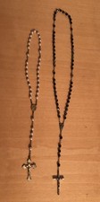 2 X Vintage Rosary’s Crucifix Jesus Cross Silver Black Gold Pearl Beads Italy
