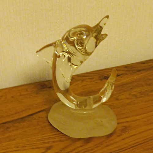 Clear glass dolphin - glass,