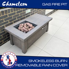 Gas Fire Pit Outdoor  Premium Large RECTANGLE Wooden Effect with Rain Cover