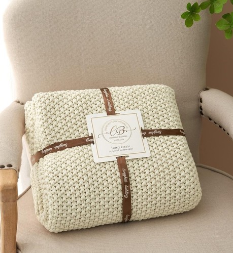 Chunky cable knit throw - chunky,