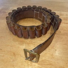 Vintage Brady Full Leather Cartridge Belt, Large, 12g x 25 , Brass Buckle, Good