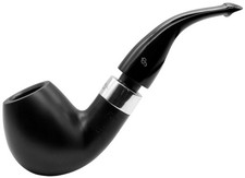 Peterson Deluxe System 'Ebony' Silver Mounted Large Bent Apple Pipe (B42-A)