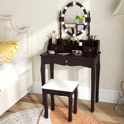 Chic brown retro vanity set - brown,