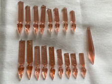 18 ASSORTED PINK CRYSTAL/GLASS CHANDELIER DROPLETS...XMAS DECS
