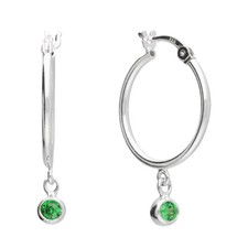 Sterling Silver Emerald Hoop
