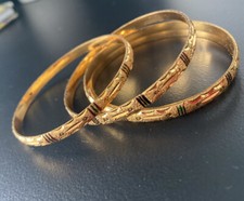 Set 4 Gold Bangles Real looking 22ct Gold Indian Costume Jewellery d-6.5cm