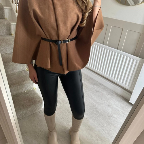 Ladies womens belted poncho - womens,