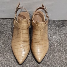 Ideal Shoes Ladies Mock Croc Pointed Toe Half Boot Style Slingback Shoes Size 5