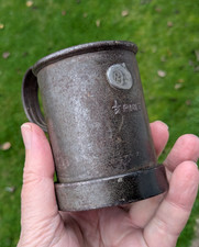 Old Tin Cup 1/2 pint Tankard Mark Dunnett's 1943, Old Measure? or Military?
