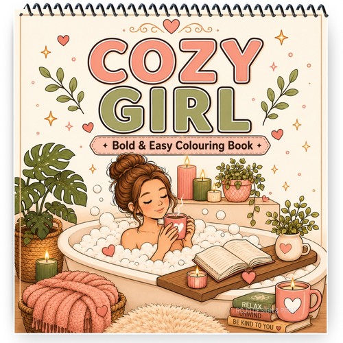Cozy girl adult colouring book - cozy,