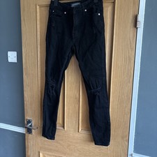 Women’s Black Ripped Skinny Jeans Size 12 Primark High Waist
