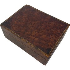 Vintage Wooden Burr Walnut Box with Veneer Damage Cards Smoking Cigar Trinket