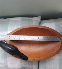 Hand Carved Decoy Style Canada Goose Glass eyes, Migrations Boston, Fruit Bowl