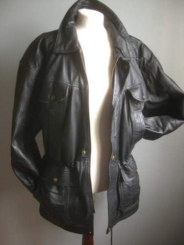 Vintage leather jacket parka - vintage,