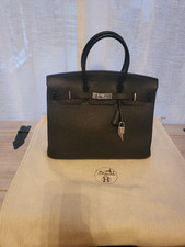 HERMES Birkin 35 Hand Bag Leather Black Silver