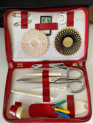 Vintage leather sewing kit - leather,