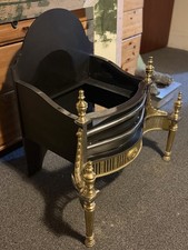 Victorian Cast Iron Fire Basket with Brass Legs Reclaimed Vintage