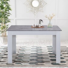 Rectangle Dining Table MDF Grey Top White Wood Legs Desk Workstation 120x80cm