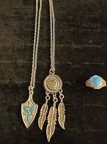 Silver tone faux turquoise - tone,