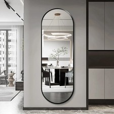 Full Length Mirror Wall Mounted Dressing Mirror Arched Oval Metal Framed Mirrors