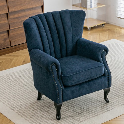 Chenille tub back armchair - back,