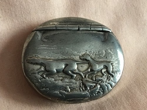 Antique rare pewter snuff box - antique,