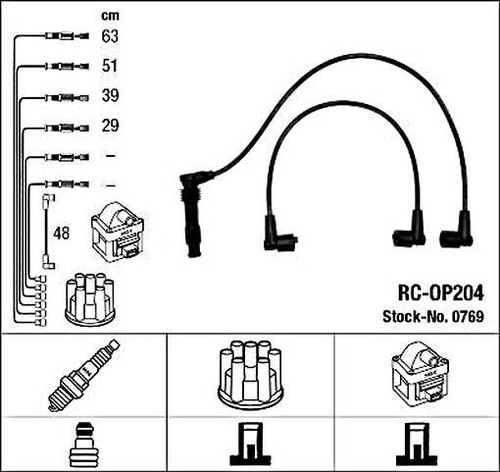 Black ignition cable kit - black, ngk