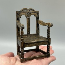Dolls House miniature 1:12 hand carved chair by artisan Brian Rumble Tudor