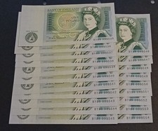 Run of 20 circa 1981 - 1984 Bank of England UK £1 One Pound Banknotes - BY39