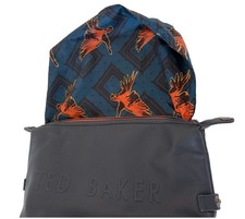 Ted Baker Toiletry Sponge Bag Unisex Navy Parrot Lining VGC Freepost