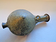 Brass powder flask Antique 5ins x 2.7ins x 2.3ins Weight 188grams 2x holes Used