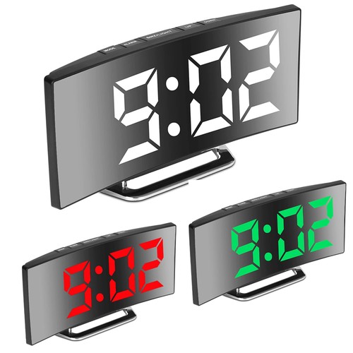 Led curved digital alarm clock - led,