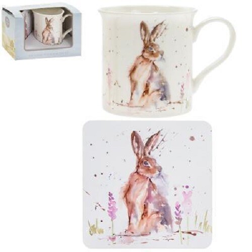 Hare mug coaster gift - mug,