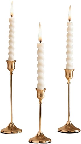 Gold candlestick holders - gold,