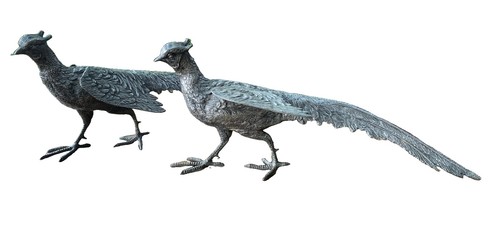 Pair large metal - metal, pheasant