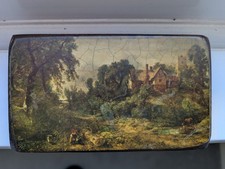 Vintage Antique Wooden Plaque Wall Hanging Picture Constable Artwork Home Decor