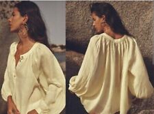  Zara Voluminous Yellow Ramie Blouse /Top Beach Cover Up Size M  
