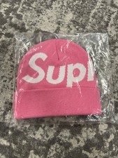 Supreme Big Logo Beanie - Pink - FW24 - NEW