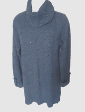 BHS BLUE ROLL NECK OVERSIZE LONG JUMPER SIZE 12  BUST 40"