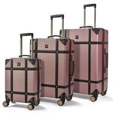 Rock Vintage 3 Piece Hardside Luggage Set in Coral