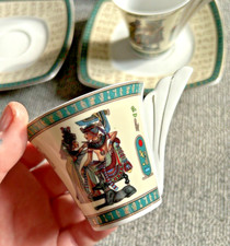 Fathi Mahmoud Egyptian Porcelain A Set Of 4 Expresso Small Tea Cups And Saucers