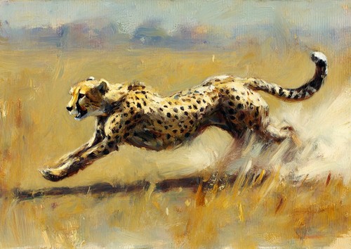 Cheetah art print on - 5"x7",
