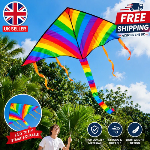 Easy fly colorful rainbow kite - easy,